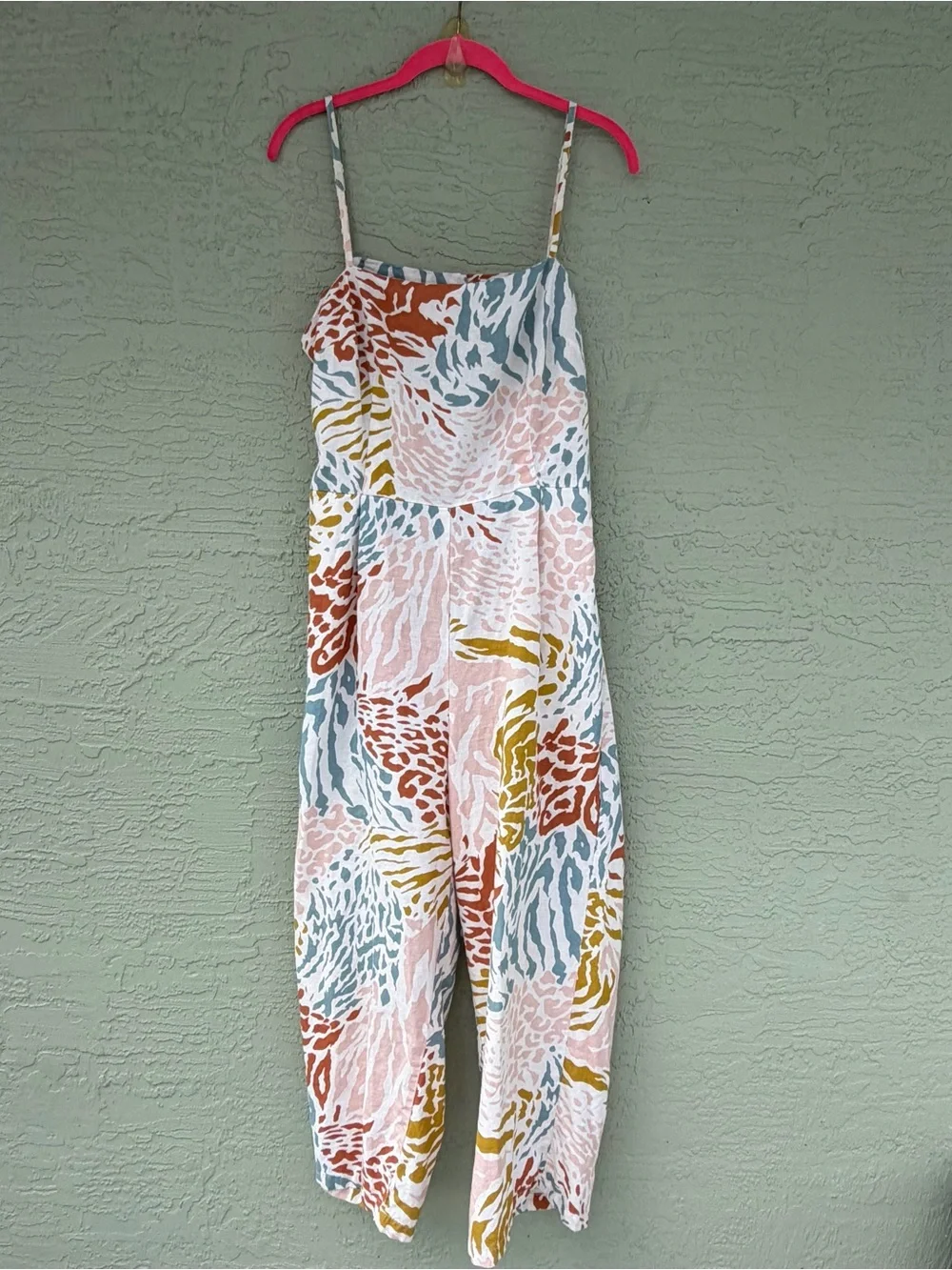 ASOS Multicolor Printed Jumpsuit in Pastel Pink, Teal & Mustard